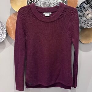 Lacoste Womens‎ Burgundy Wool Blend Metallic Shimmer Knit Sweater AF5154 Size 40